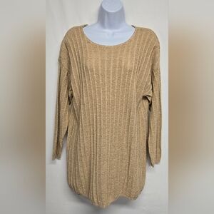 Arielle 14 Long Sleeve Pullover Sweater Gold Metallic Knit
